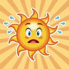 character sun surprise with striped background vector illustration