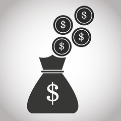 bag money coins currency. banking pictogram image vector illustration