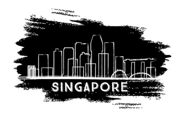 Singapore Skyline Silhouette. Hand Drawn Sketch.
