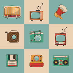 vintage television mvie music technology retro device vector illustration