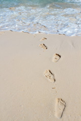 beach, wave and footsteps