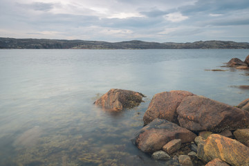 Large stones on the North sea coast.