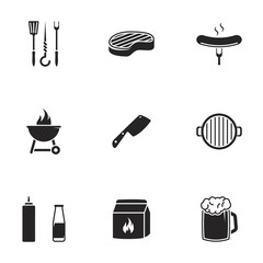 Icons for theme barbecue. White background