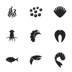 Icons for theme Seafood. White background