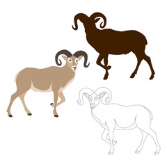 ram sheep vector illustration style Flat black silhouette