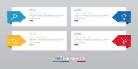 Modern Info-graphic Template for Business with four steps multi-Color design, labels design, Vector info-graphic element, Flat style vector illustration.