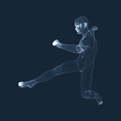 A football player from particle. Sports concept. 3D Model of Man. Human Body. Sport Symbol. Design Element. Vector Illustration.A_R_00_200x200