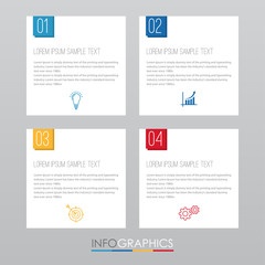 Obraz premium Modern Info-graphic Template for Business with four steps multi-Color design, labels design, Vector info-graphic element, Flat style vector illustration.