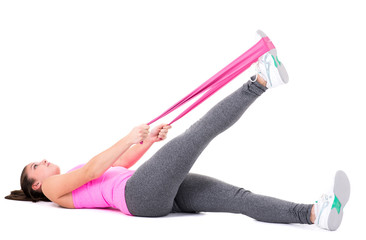 fitnessübung mit dem theraband