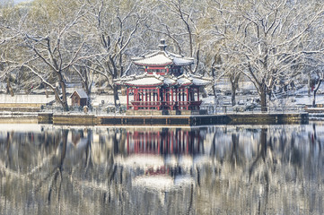 A Chinese pavilion in a park of Beijing