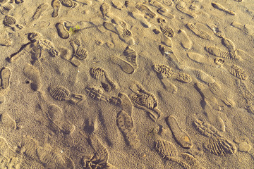 Close-Up Of Footprint On Sand,shot in city of China.
