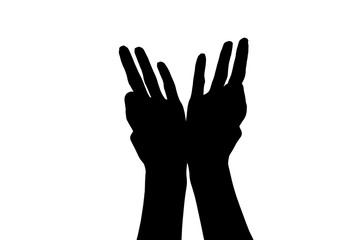 silhouette of hands isolated on white background