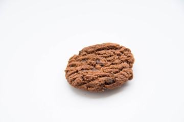 chocolate cookies on white background.