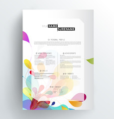 Creative, abstract colorful CV / resume template.