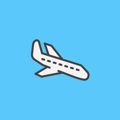 Plane landing filled outline icon, line vector sign, flat colorful pictogram. Arrival symbol, logo illustration. Pixel perfect