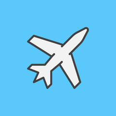 Plane filled outline icon, line vector sign, flat colorful pictogram. Airport symbol, logo illustration. Pixel perfect