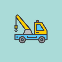 Tow truck filled outline icon, line vector sign, flat colorful pictogram. Symbol, logo illustration. Pixel perfect
