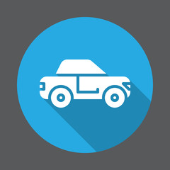 Car sedan flat icon. Round colorful button, circular vector sign with long shadow effect. Flat style design
