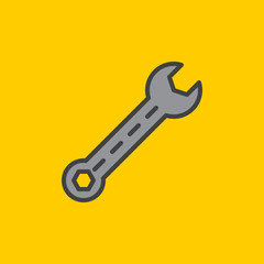 Wrench, Service filled outline icon, line vector sign, flat colorful pictogram. Symbol, logo illustration. Pixel perfect