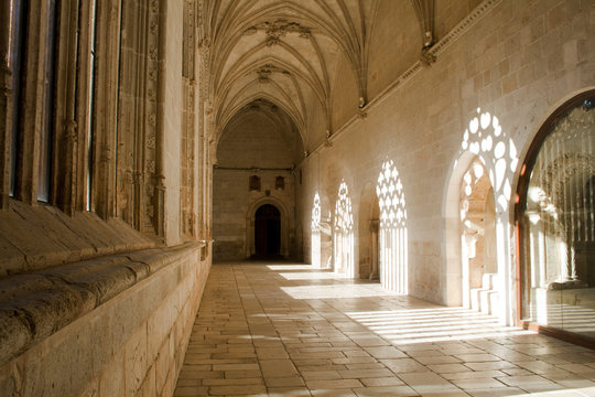 Gothic cloister in el Burgo de Osma Cathedral.