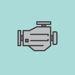 Engine filled outline icon, line vector sign, flat colorful pictogram. Symbol, logo illustration. Pixel perfect