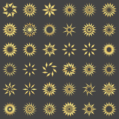 Set of abstract gold elements.