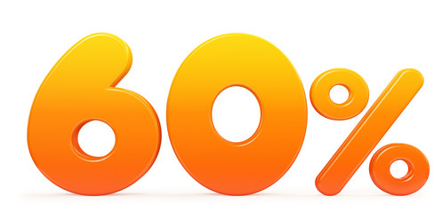 Summer hot sixty percent on a white background. 3d render illustration.