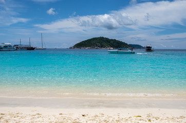 Beautiful clear sea with boat in similan
