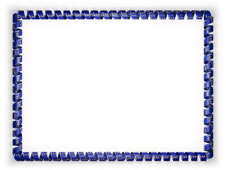 Frame and border of ribbon with the state Wisconsin flag, USA. 3d illustration