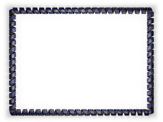 Frame and border of ribbon with the state Utah flag, USA, edging from the golden rope. 3d illustration