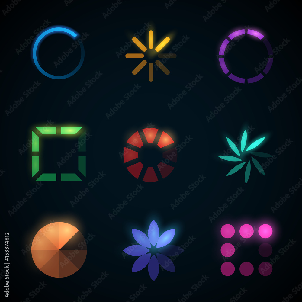Poster loading progress bar and preloader vector icons