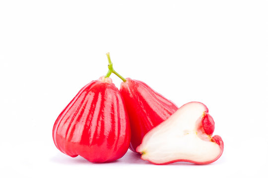 red rose apple or water apples  on white background healthy rose apple fruit food isolated

