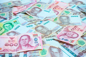 Fototapeta na wymiar The price of one Thai baht banknotes on a white background.