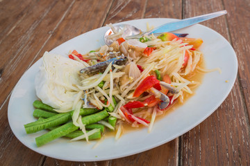 Papaya Salad from Thailand, Thai food name is 