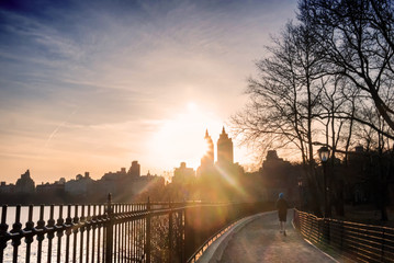Central Park's track around The Reservoir at sunset © Allen.G
