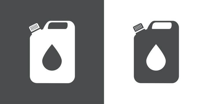 Icono plano bidon con gota gris y blanco
