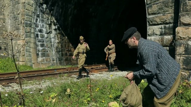 The army of the USSR. Soviet military patrol arrested the saboteur. Reconstruction of the Soviet army. Protection of railroad facilities. The TRANS-Siberian railway.