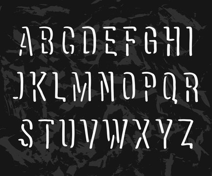 Vector handwritten alphabet. Uppercase letters on black textural background.