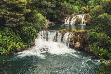Fototapeta na wymiar Krka National Park - waterfall Skradinski buk in Croatia