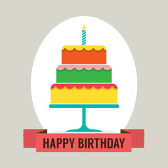 Happy Birthday Cake Vector Illustration