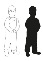 Sketch and silhouette of boy  illustration