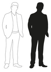 Sketch and silhouette of man 