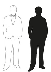  illustration, outlines man stands, sketch and silhouette