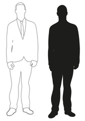 Sketch and silhouette of man