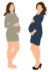  illustration, pregnant girl, two
