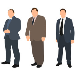  illustration, collection of men in suits without faces, isolated