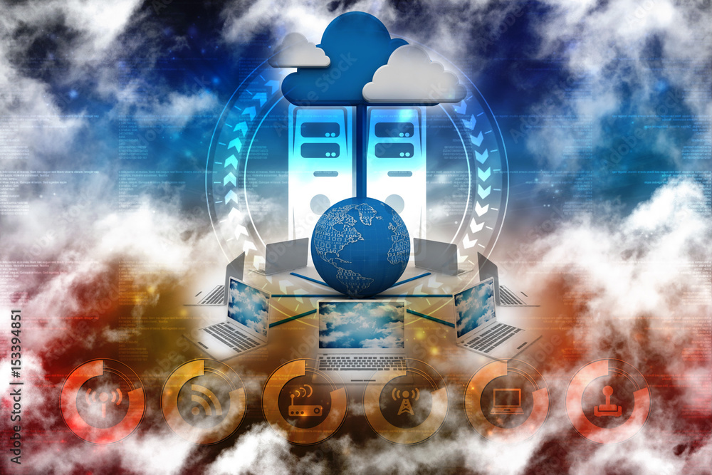Poster 3d rendering technology computer network