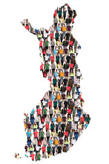 Finnland Karte Leute Menschen People Gruppe Menschengruppe multikulturell