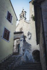 Street in Old Town in Omis, Croatia.