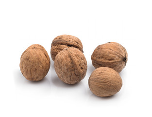 Walnuts isolated on white background